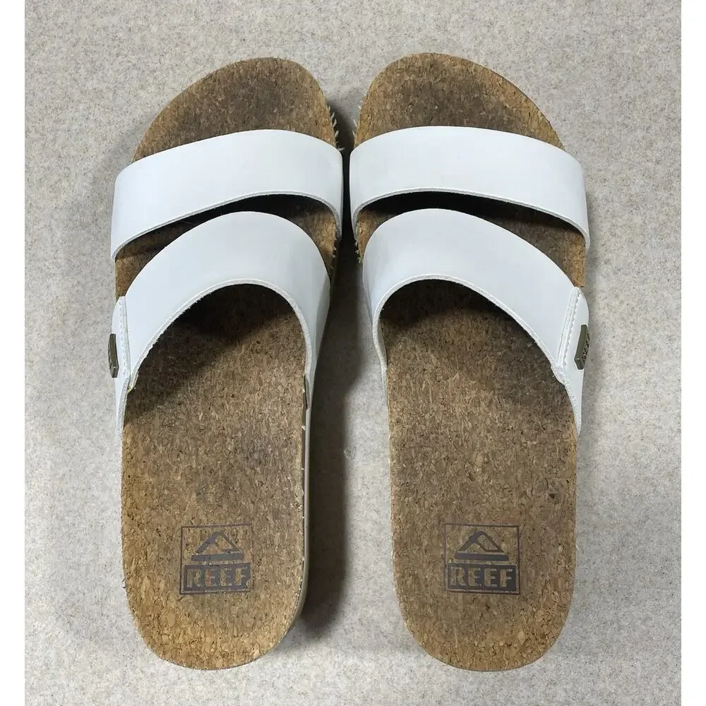 Reef Cushion Vista Hi Sandals White/Brown -Cork Women’s Size 7 -Summer Wear -EUC